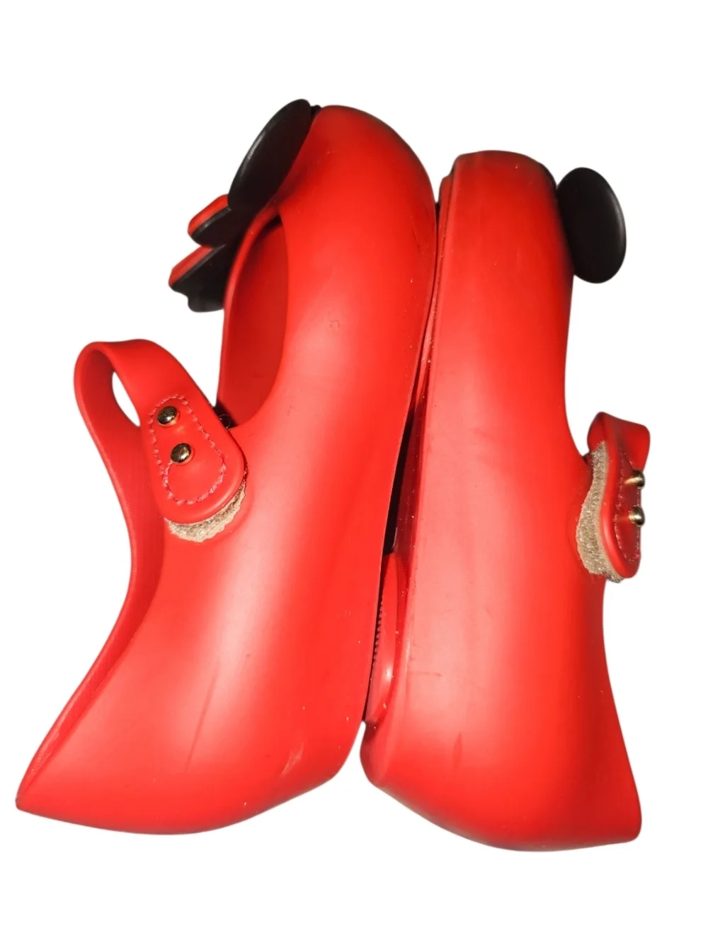 Mini Melissa Red Minnie & Mickey Mary Jane Jelly Shoes with Bow